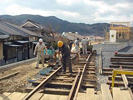 黄福柵原駅付近での作業１